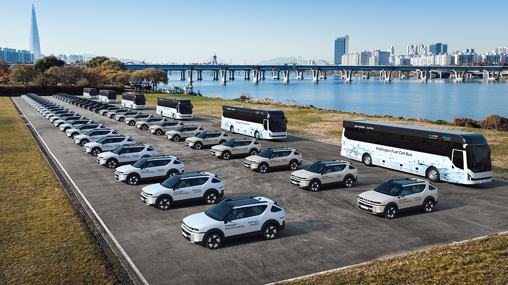 Veh&iacute;culos de hidr&oacute;geno de Hyundai Motor Group preparados para la log&iacute;stica sustentable del evento en Corea